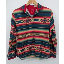 Vintage Roper Long Sleeve Button Down Aztec Western Shirt Medium 100% Cotton