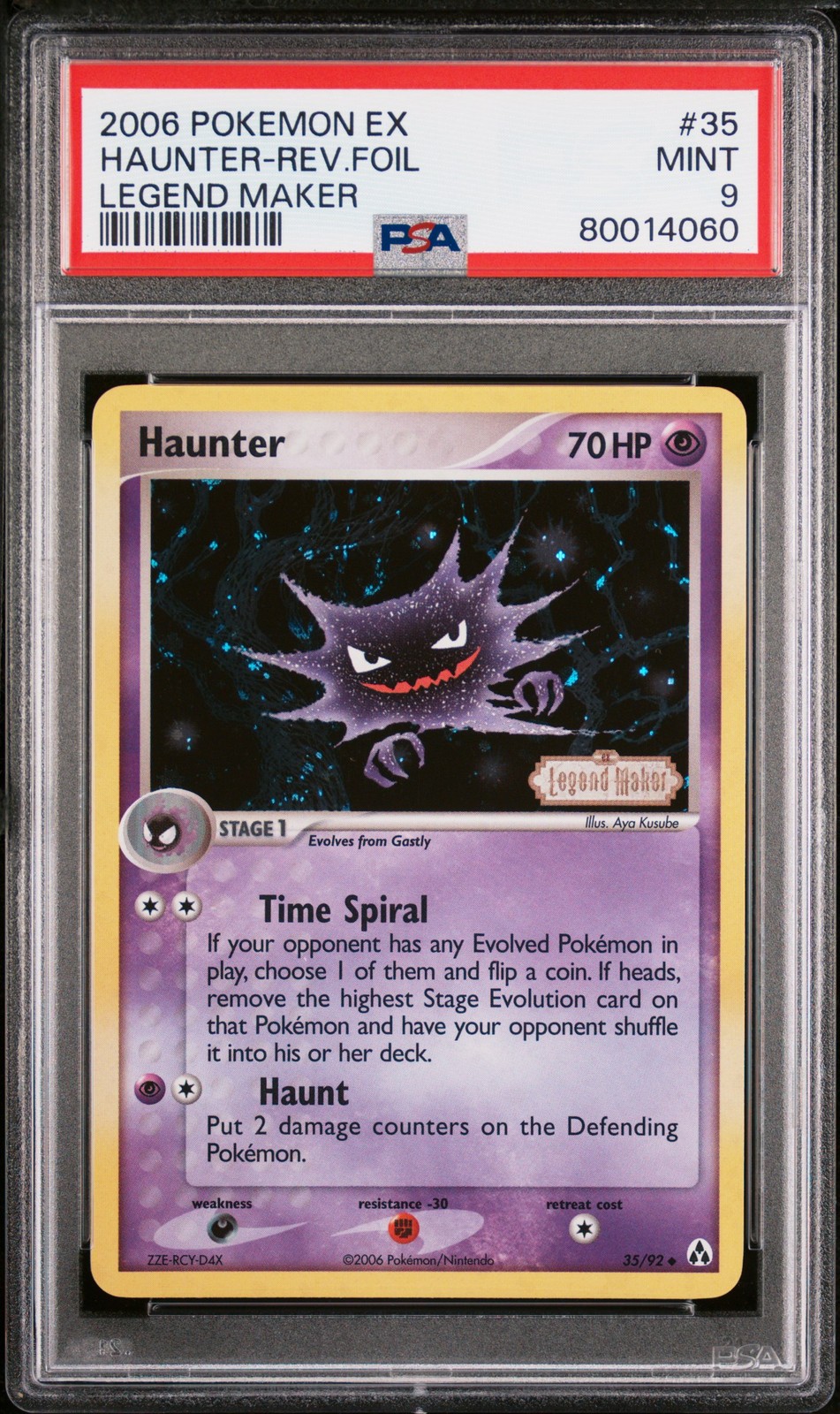 2006 POKEMON EX LEGEND MAKER #35 HAUNTER-REVERSE FOIL PSA 9