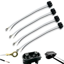 4x 2 Prong Male Plugs Two Wire Pigtail for Sealed Truck RV Trailer 4 PACK