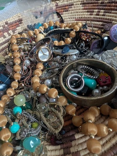 2lbs Mixed Jewelry Lot Costume Modern Vintage Some Wearable Some Crafting