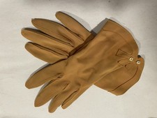 Vintage Kayser Nylon Dress Gloves Womens Size 7 Tan Brown Short Wrist 1950s 60s