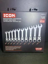 ICON Professional Stubby FlexHead Metric Wrench Set, 10 Piece -Item