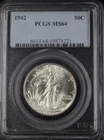 1942 WALKING LIBERTY HALF DOLLAR 50C PCGS MS64 (PQ172)