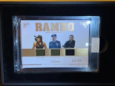JOHN RAMBO Triple Relic Card #d 22/50 - Keepsake Rambo Premiere Edition