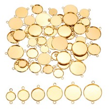 48Pcs Pendant Trays for Jewelry Making Necklace Bracelet, Bright Gold