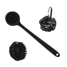 Silicone Bath Body Scrubber Back Brush Long Handle Shower Exfoliating Massage