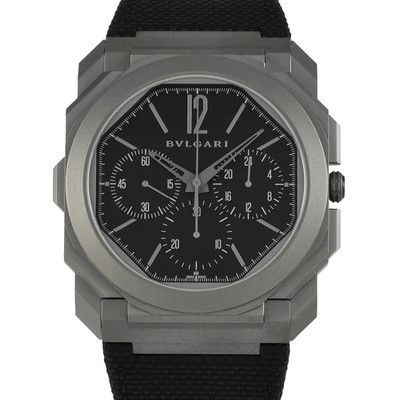 BVLGARI OCTO FINISSIMO Chronograph GMT Titanium Watch/Rubber and Titanium Bands