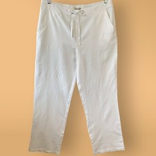 Appraisal Linen Blend Casual Pants Women Size XL Ivory Straight Leg High Waist 