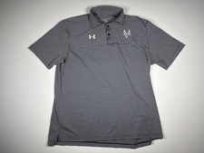 Under Armour Polo Men XL Gray Blue Striped HeatGear Loose Golf Performance