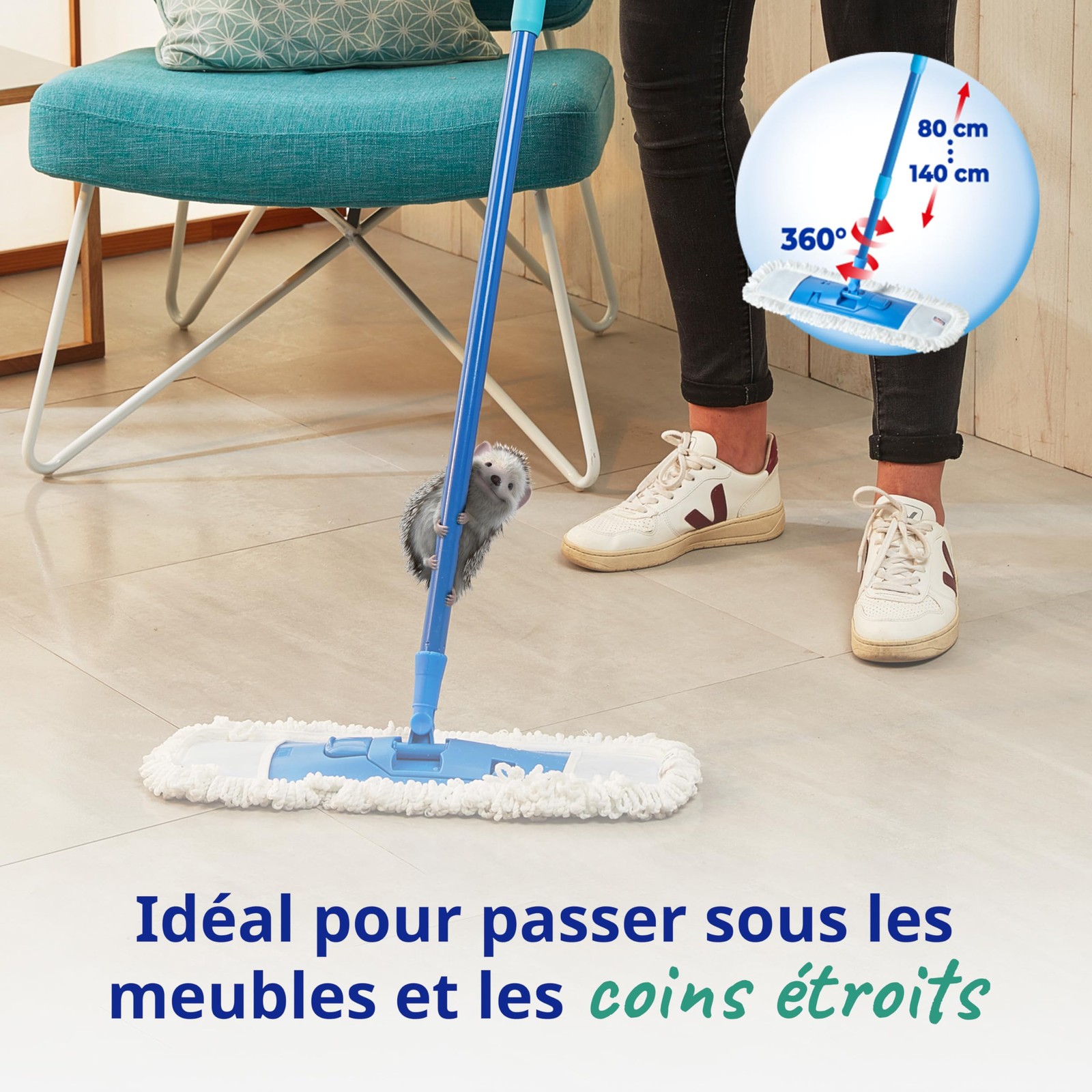 Balai extra-plat en aluminium et microfibre haute performance - 4