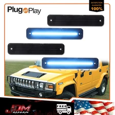 For 2003-2009 Hummer H2 Smoked Front & Rear Ice Blue LED Side Marker Lights 4X