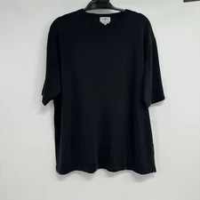 Avon Celli T-Shirt  Men's 56 Black Silk/Cotton Blend Crew Neck Italy