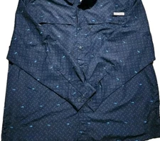 Realtree Shirt Mens 2XL Fishing Geometric AOP Fish Print Button Down Blue