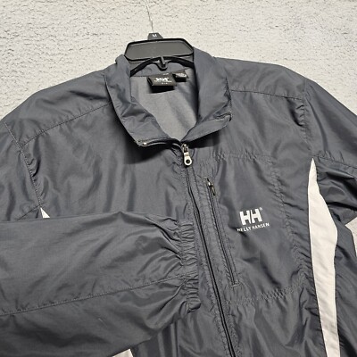 Helly Hansen Windbreaker Jacket Mens Size Medium Lightweight Gray Black