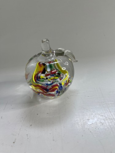 Murano Glas Briefbeschwerer Apfel transparent bunt ca. 8 cm