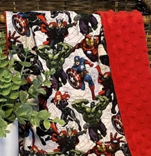 Baby Gift Lovey Avengers Mini Security Blanket Minky Red Burp Cloth Superhero