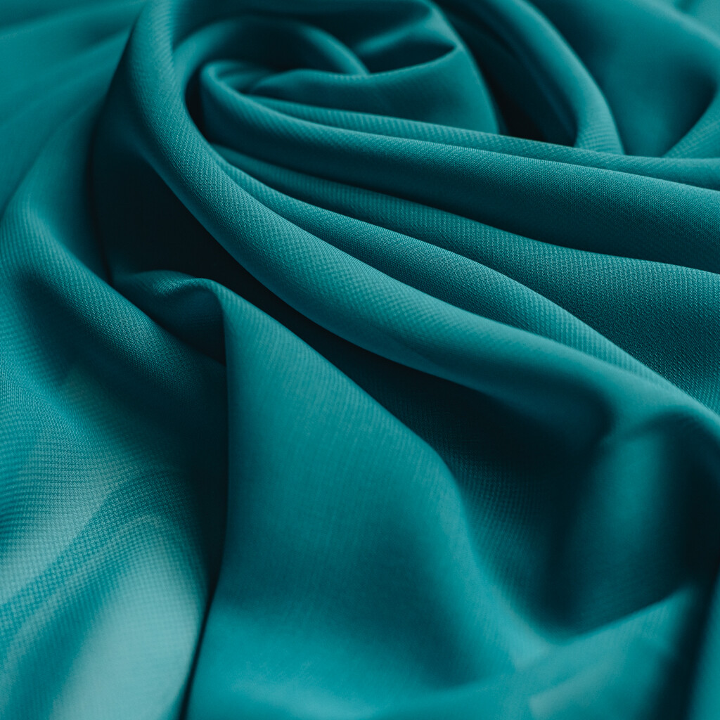 Teal Green Blue Chiffon Plain Woven Polyester Sheer Dress Fabric - Per metre