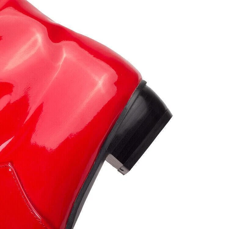 Round Toe Women's Shoes Block Heels Side Zip Mid Calf Boots Glitter Casual Boots - Image 4 of 4