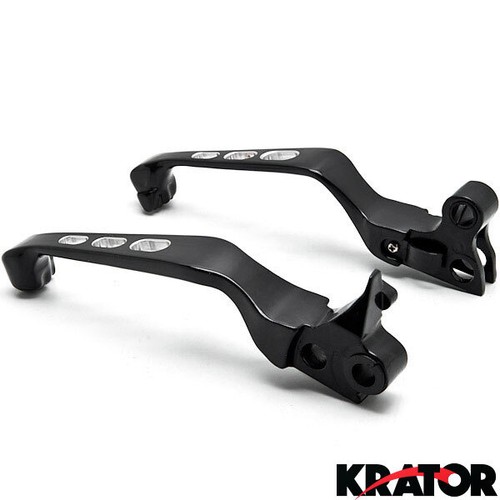 Skull Hand Lever Brake Lever Clutch For Harley Davidson Softail Black & Chrome - Picture 2 of 4