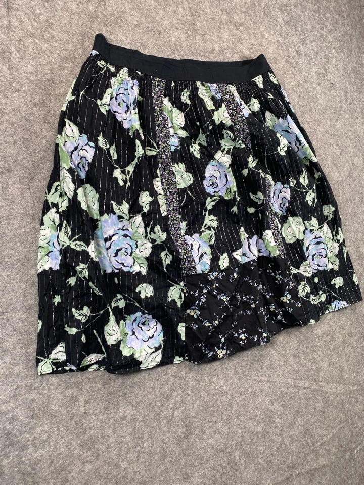 New York & Co Falda Línea A Mujer 6 Negro Azul Floral Acampanada Columpio Damas Forrada Foto 2 de 4