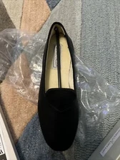 Daniel Green Women's 7W Leather Loafer Black Round Toe Slipper Smoking Shoes