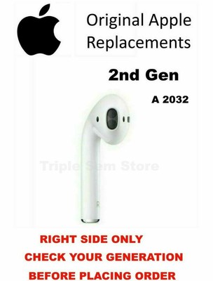 Genuine Apple AirPods 2nd Generation RIGHT Side REPLACEMENT ONLY A2032 -  USED | eBay