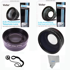 WIDE ANGLE LENS  + TELEPHOTO ZOOM LENS FOR CANON EOS 1000D 1100D 1200D 1300D T5