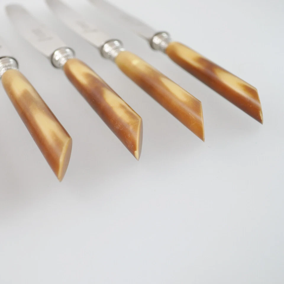 6 x Messer- E.F. Besteck - Kunststoff Griffe  - Horn Imitat - Feinstahl Solingen - Bild 2 von 4