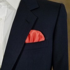 NEW 100 Silk Pre-Folded Pocket Square Insert - Salmon Coral Orange Tone