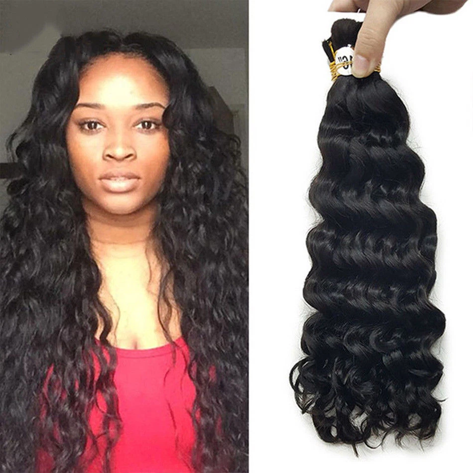 Brazilian Deep Wave Human Hair Bulk For Braiding Curly Bulk Hair No Weft  1Pcs/OI