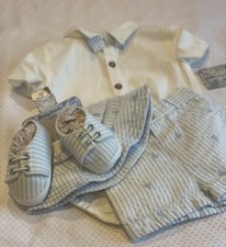 TOMMY BAHAMA KIDS 6-9mo 3pc ensemble: Snap SS Shirt  Shorts  Hat  Crib Shoes NWT