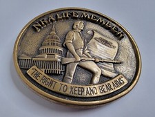NRA Belt Buckle Large Bronze 2nd Amendment Clasp The Right To Keep And Bear Arms