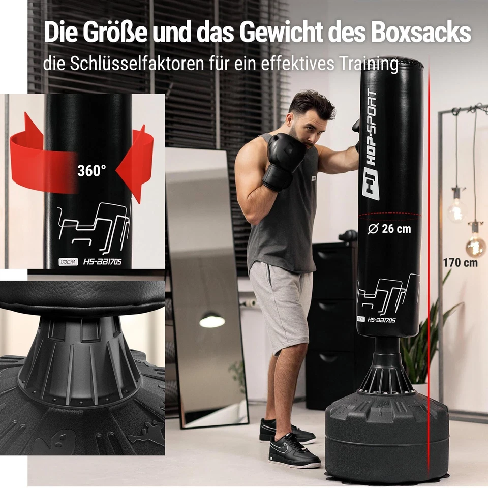 Hop-Sport Freistehender Boxsack Punching Bag Erwachsene und Kinder 170cm x 26cm - Bild 2 von 4