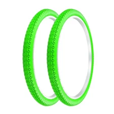 PRO+ Bicycle Tire 26" x 2.125" All Green (2) Tires Diamond Style 26" Bicycles