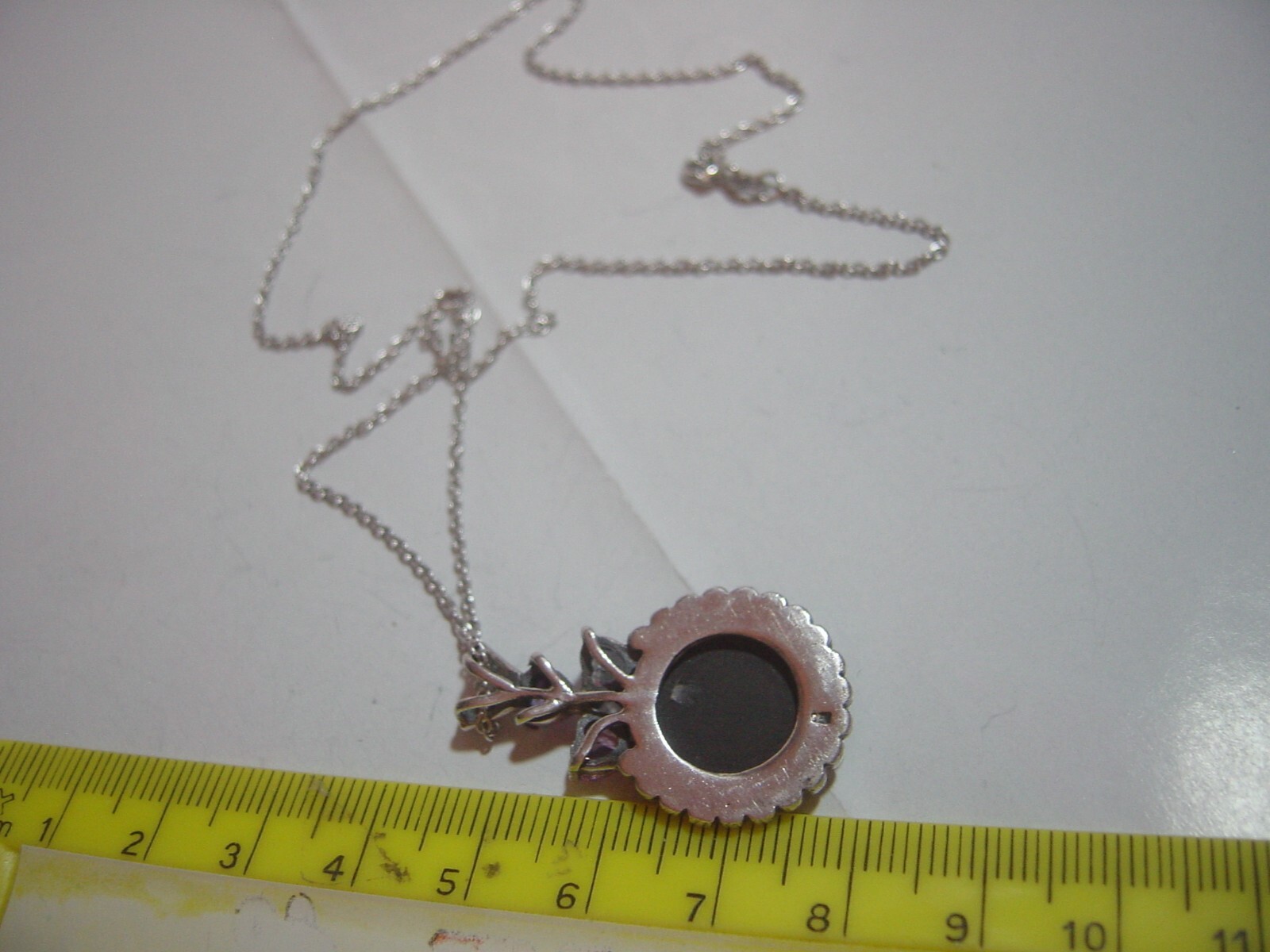 superb-Solid Silver chain & unusual genuine onyx-… - image 9