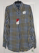  IZOD MEN'S FLANNEL SHIRT SIZE L BLUE YELLOW PLAID BUTTON FRONT MSRP: 55.00 NWT