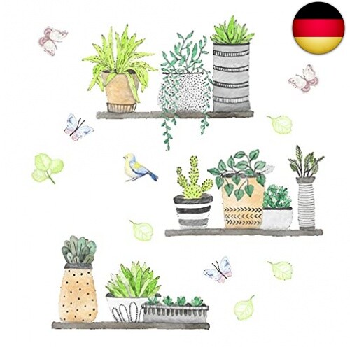 Wandtattoo Blätter Grün – Tropische Pflanzen Deko, Selbstklebend Für Wohn- & Kinderzimmer (Set B)