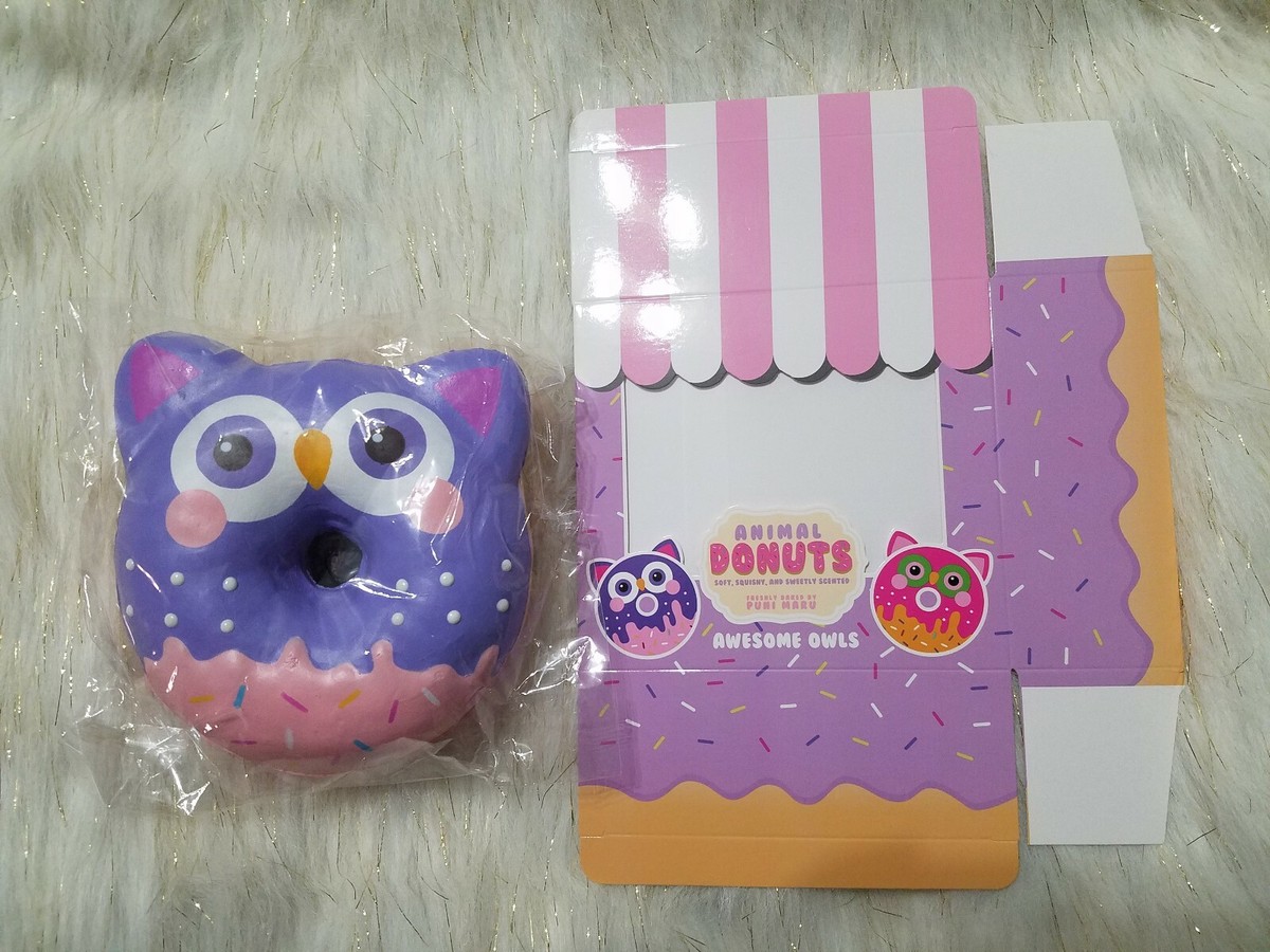 Puni Maru Jumbo Owl Animal Donut Squishy Purple/Pink Face
