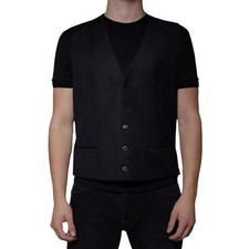 DOLCE & GABBANA Vest Black Wool Waistcoat Dress Formal Men IT54/US44/XL 2690usd