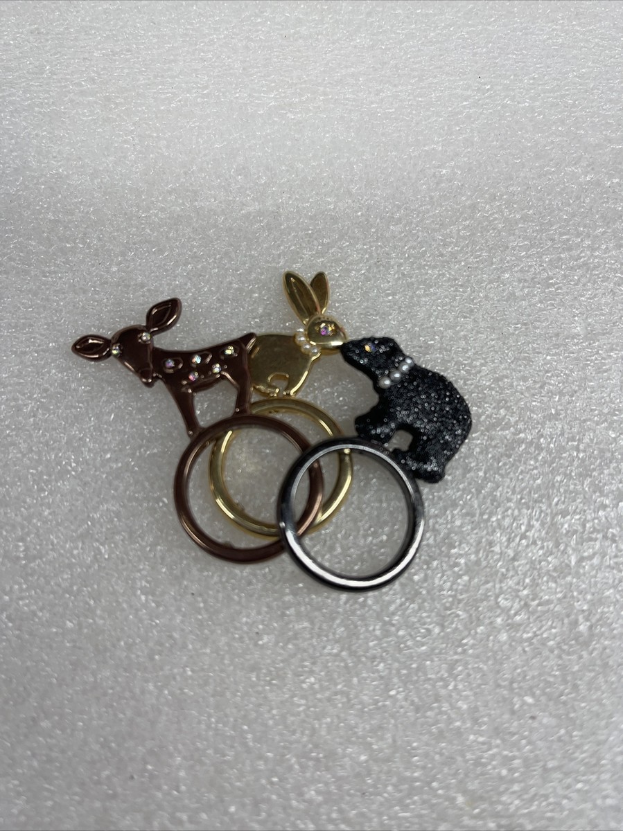 Betsey Johnson Dark Forret Deer Rabbit Bear Rings Nwot Rare