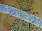 OLD TRAVEL BRAID BLUE PINK FLOWERS "1960S 30MM sold by the meter