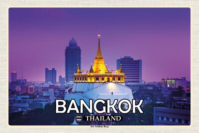 Holzschild 18x12 Bangkok Thailand Der Goldene Berg Tempel Wand Deko Bar Kneipe S