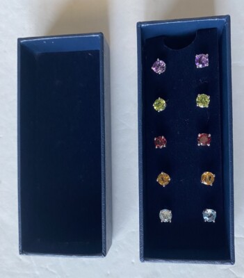 Neu Stauer Ohrringe Set 925 Sterling Silber Ohr Bonbon Edelstein Ohrstecker bunt