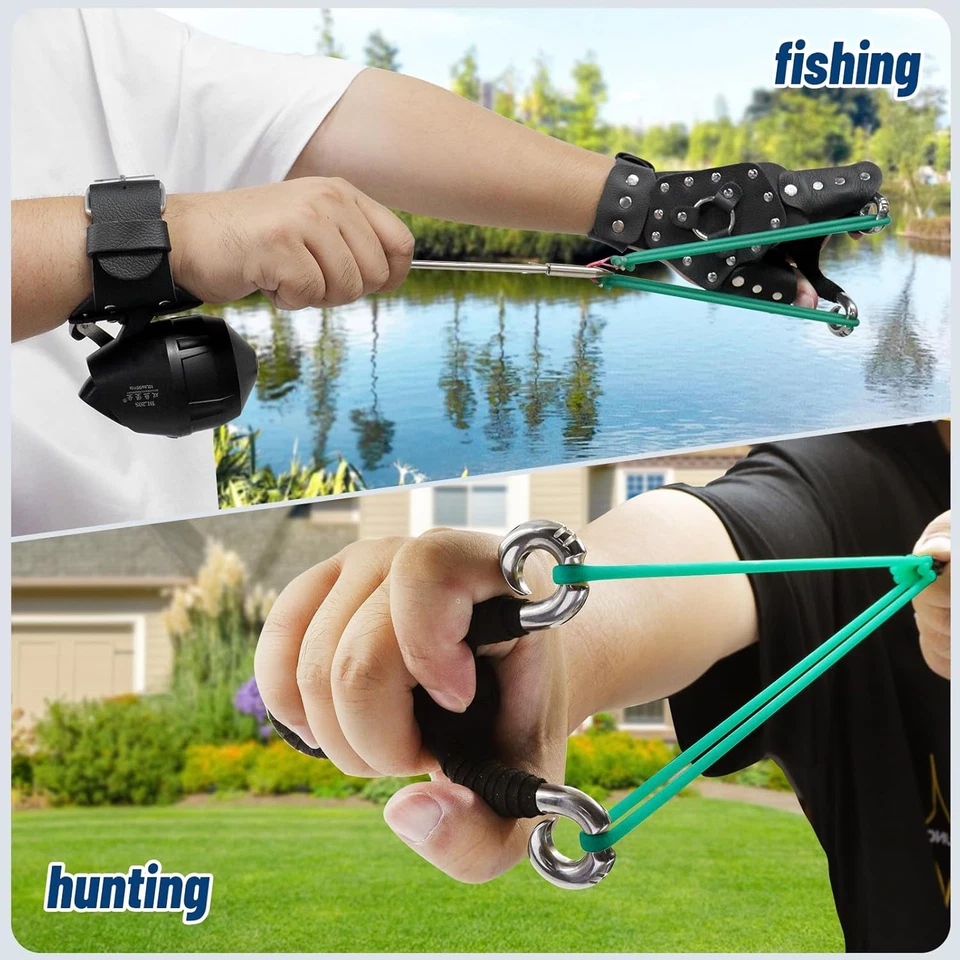 Fishing Slingshot Kit with Reel Bowfishing Slingshot with Rubber Bands and Sling - Image 4 of 4