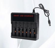 USB 6 Slot Universal Charger For Battery 3.7v 26650 14500 16340 18500 10440