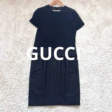 GUCCI Sheer Mixed-Fabric Dress Cashmere Silk Size 40 Black Gray Elegant