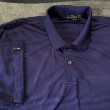 RLX Ralph Lauren Polo Shirt Men s Large Purple Striped Performance Golf Stretch