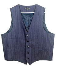 Johnston  Murphy Men's Blue Striped Formal Vest Cotton/Spandex XXL 12L4179