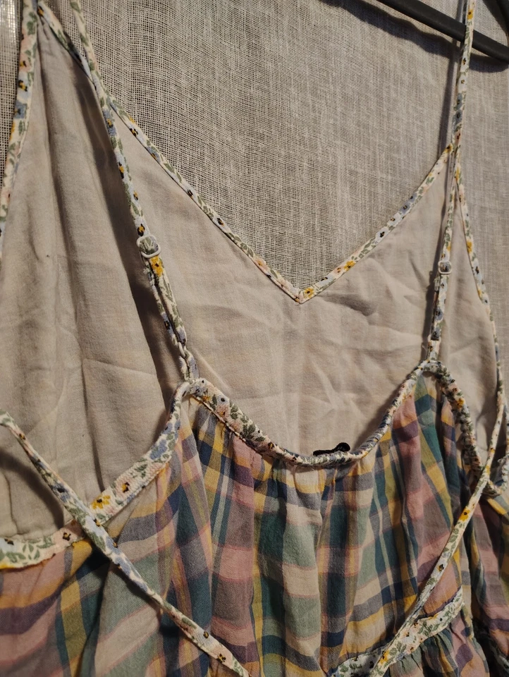 American Eagle XXL клетку цветочный отделки пеплум Cami Майка богемное Y2K стиль - Изображение 4 из 4