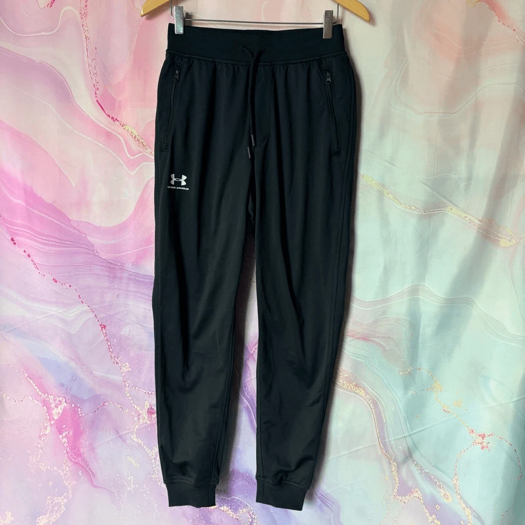 Under Armour S Black Jogger Sweatpants Sporty Athletic Athleisure Preppy Running